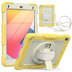 Coque en TPU + Silicone Combo épaissir avec béquille et bandoulière jaune pour votre Apple iPad 9.7 pouces (2018/2017)/iPad Pro 9.7 pouces (2016)/iPad Air 2