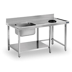 Table de Prélavage Inox avec Trou de Vide-Déchets, Bac à Gauche et Étagère - Distform