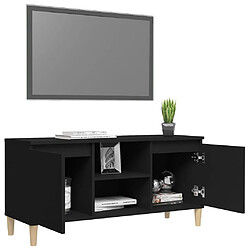 Avis vidaXL Meuble TV avec pieds en bois massif Noir 103,5x35x50 cm