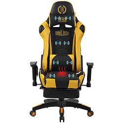 Decoshop26 Fauteuil de bureau avec fonction de massage siège chauffant hauteur réglable PVC noir / jaune 10_0002699