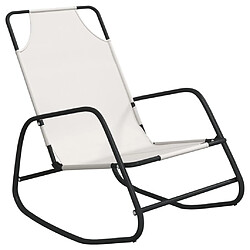 Helloshop26 Transat chaise longue bain de soleil lit de jardin terrasse meuble d'extérieur à bascule acier et textilène crème 02_0012969