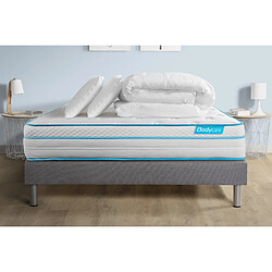 Bodycare Pack 160x200 matelas BodyMax + sommier kit gris + Couette 260x240cm + 2 oreillers 60x40cm