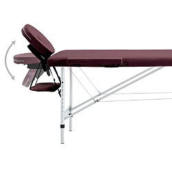 Acheter vidaXL Table de massage pliable 2 zones Aluminium Violet vin