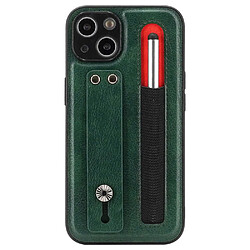 Coque en TPU + PU antichoc avec béquille et porte-stylo vert pour votre iPhone 13 6.1 pouces