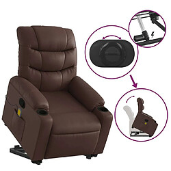 Maison Chic Fauteuil Relax pour salon, Fauteuil inclinable de massage Marron Similicuir -GKD55245 pas cher