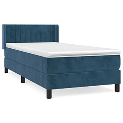 Maison Chic Structures de lit + matelas,Lit à sommier tapissier avec matelas Bleu foncé 90x200 cm -MN43657