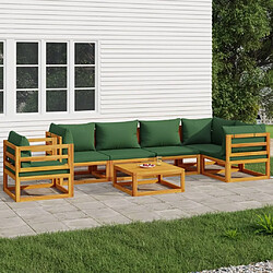 Maison Chic Salon de jardin 7 pcs + coussins - Mobilier/Meubles de jardin - Table et chaises d'extérieur vert bois massif -MN59913