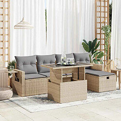 vidaXL Salon de jardin avec coussins 6 pcs beige résine tressée