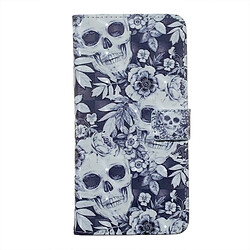 Wewoo Coque Etui à rabat horizontal en cuir avec motif crâne et fleurs pour iPhone X, support fentes pour cartes, cadre photo porte-monnaie