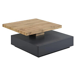 Acheter Vente-Unique Table basse pivotante avec 1 tiroir en MDF - Anthracite et naturel - KYRIA