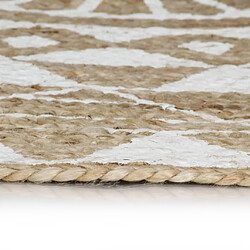 Decoshop26 Tapis fait à la main Jute avec imprimé blanc 90 cm DEC023490 pas cher