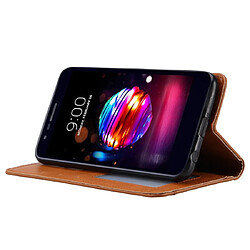 Wewoo Housse Coque Étui en cuir à rabat horizontal avec texture de peau pour LG K10 2018avec cadre photo et supportemplacements cartes et porte-monnaie Marron pas cher