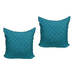 2pcs soild coussins en daim couvre paon bleu forme carrée pas cher