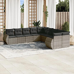 Maison Chic Salon de jardin avec coussins 10 pcs | Ensemble de Table et chaises | Mobilier d'Extérieur gris résine tressée -GKD99850