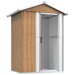 Helloshop26 Abri de jardin cabane cabanon maison de stockage remise extérieur hangar outils robuste 126 x 97,5 x 177 cm acier galvanisé marron 02_0022267