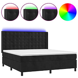 vidaXL Sommier à lattes de lit matelas et LED Noir 180x200 cm Velours