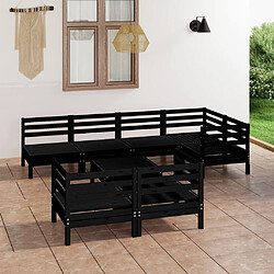 Maison Chic Salon de jardin 8 pcs - Table et chaises d'extérieur - Mobilier/Meubles de jardin Moderne Bois de pin massif Noir -MN27639