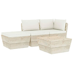 Maison Chic Salon de jardin palette 4 pcs avec coussins - Table et chaises d'extérieur - Mobilier/Meubles de jardin Moderne épicéa imprégné -MN27308