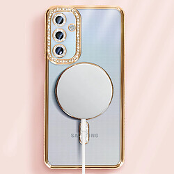 Avizar Coque Diamant pour Samsung Galaxy A25 MagSafe Contour Strass Dorée pas cher