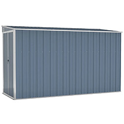 Helloshop26 Abri de jardin cabane cabanon maison de stockage remise extérieur hangar outils robuste mural 118 x 288 x 178 cm acier galvanisé gris 02_0022333