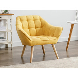 Vente-Unique Canapé 2 places et fauteuil en tissu jaune moutarde CASERTA pas cher