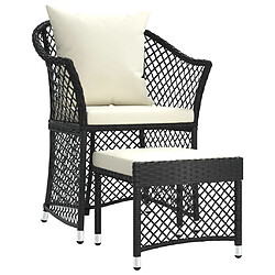 vidaXL Salon de jardin 2 pcs avec coussins Noir Résine tressée