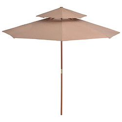 ComfortXL Parasol Double Avec Mât En Bois 270 Cm Taupe