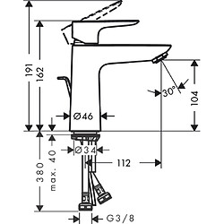 Mitigeur de lavabo HANSGROHE Talis E , avec tirette et vidage noir chromé brossé - 71710340