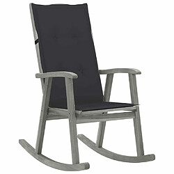 Maison Chic Chaise à bascule avec coussin | Fauteuil à bascule Rocking chairs Gris Bois d'acacia massif -GKD53566