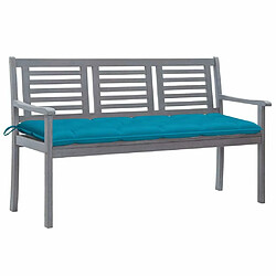 Maison Chic Banc de jardin | Chaise de jardin 3 places avec coussin 150 cm Gris Eucalyptus -GKD61241