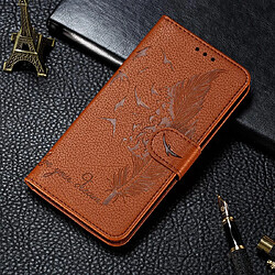 Wewoo Housse Coque Étui en cuir à rabat horizontal avec texture de litchi et plumes pour portefeuille et support et fentes cartes Huawei P20 Lite 2019 / Nova 5i marron