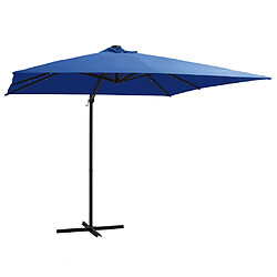 Helloshop26 Parasol mobilier de jardin déporté avec led et mât en acier 250 x 250 cm bleu azuré 02_0008446