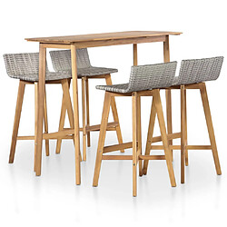 vidaXL Ensemble à manger d'extérieur 5 pcs Bois d'acacia solide