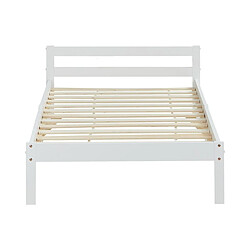 Homestyle4U lit en bois pin simple 90x200 blanc