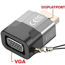 Acheter XO Adaptateur DisplayPort Mâle vers VGA Femelle Résolution 1080p Gris