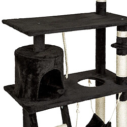 Helloshop26 Arbre à chat griffoir grattoir niche jouet animaux peluché noir 141 cm 08_0000514 pas cher