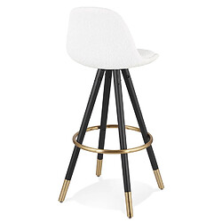 Acheter Alterego Tabouret de bar 'CLARISSE' en tissu bouloché blanc et 4 pieds en bois noir