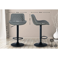 Decoshop26 Lot de 2 tabourets de bar réglable et pivotant assise en synthétique gris pieds métal noir TDB10605