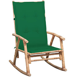 Maison Chic Chaise à bascule avec coussin | Fauteuil à bascule Rocking chair Bambou -GKD72127