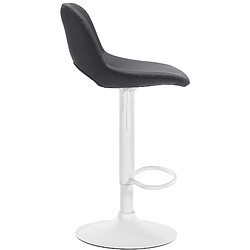 Decoshop26 Tabouret de bar chaise haute x1 avec repose-pieds en PVC noir piètement métallique blanc 10_0004588 pas cher