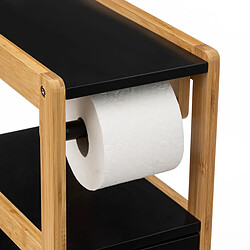 Avis Pegane Dérouleur papier toilette avec réserve en panneau de particules coloris noir/naturel - Longueur 33 x Profondeur 20 x Hauteur 80 cm