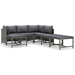 Maison Chic Salon de jardin 7 pcs + coussins - Mobilier/Meubles de jardin - Table et chaises d'extérieur Résine tressée Gris -MN38730