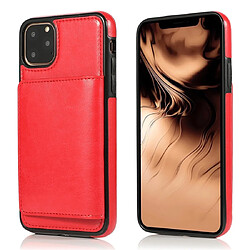 Wewoo Coque Rigide Pour iPhone 11 Pro de protection antichoc en PU + TPU avec fentes cartes et support Rouge