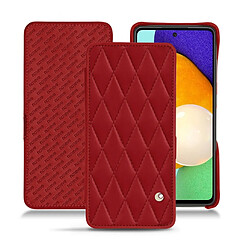 Housse cuir Samsung Galaxy A52 - Rabat horizontal - Rouge - Couture ( Nappa - Pantone #d50032 ) - NOREVE