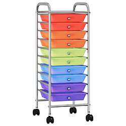 vidaXL Chariot de rangement mobile à 10 tiroirs Multicolore Plastique