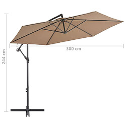 vidaXL Parasol de jardin en porte-à-faux et poteau en aluminium taupe pas cher