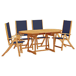 vidaXL Ensemble à manger de jardin 5pcs bois d'acacia solide textilène