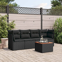 Maison Chic Salon de jardin 5 pcs avec coussins | Ensemble de Table et chaises | Mobilier d'Extérieur noir résine tressée -GKD27597