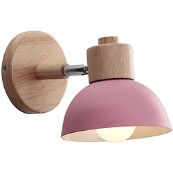 Stoex Ø15CM Applique Murale Rétro Moderne Applique Murale en Bois Et Métal Lampe Murale Simple, Angle Réglable, Pour Salon, Chambre À Coucher (Rose) E27