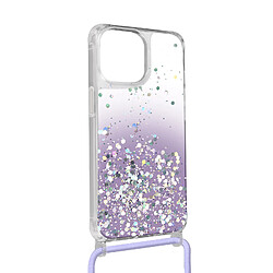 Avizar Coque iPhone 11 Dos Pailleté Avec Lanière Amovible - Dégradé violet